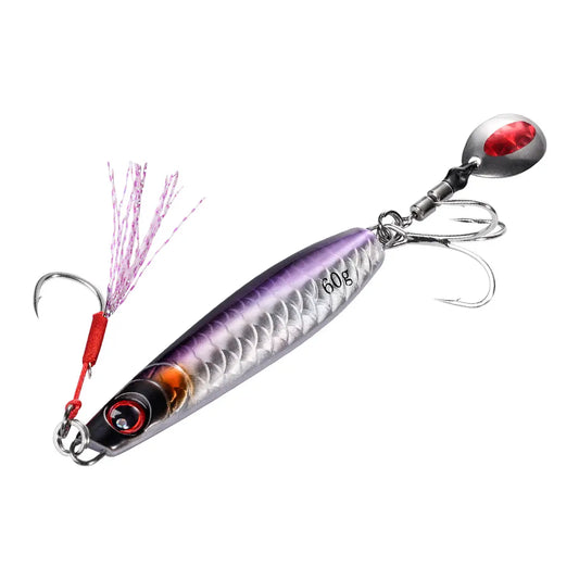 Blade Jigging Jig 3.1"/2.1 oz - Spinnerbait For Saltwater Fishing - Treble Hook Bass Lure