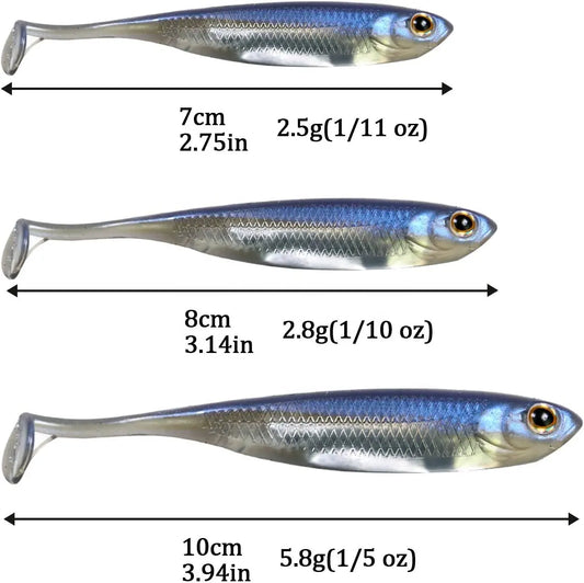 Lifelike Soft Baits Plastic Lures Paddle Tail Shad Lure Minnow for Freshwater and Saltwater - Shengyao Lures